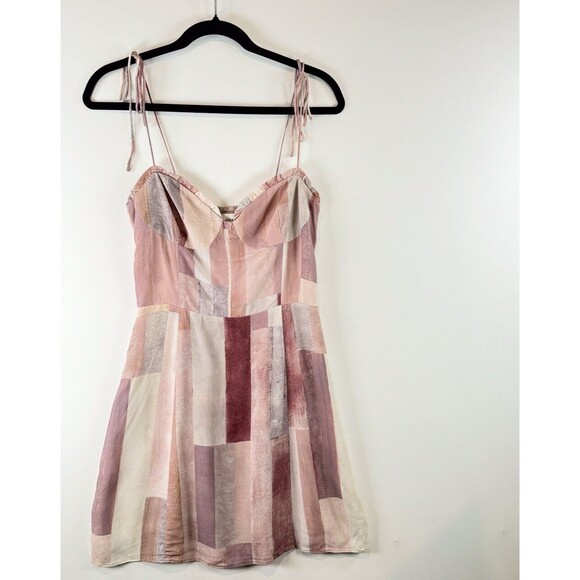 Aritzia Wilfred Women Dress Purple Fable Mini Patchwork Sweetheart A Line Size 6 - Picture 7 of 10